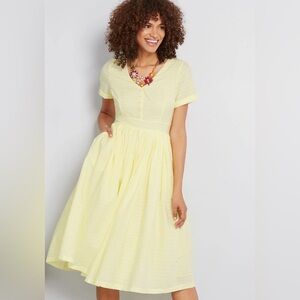 Modcloth Sunny Yellow 100% cotton Midi flare  Dress